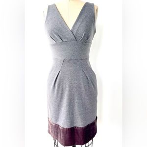 Bcbg Max Azaria size 2 grey knit dress with silk bottom contrast